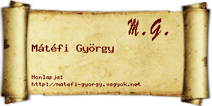 Mátéfi György névjegykártya