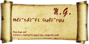 Mátéfi György névjegykártya